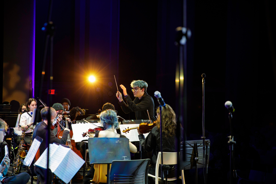 students performing in an orchestra at Westinghouse Arts Academy audition-free public high school